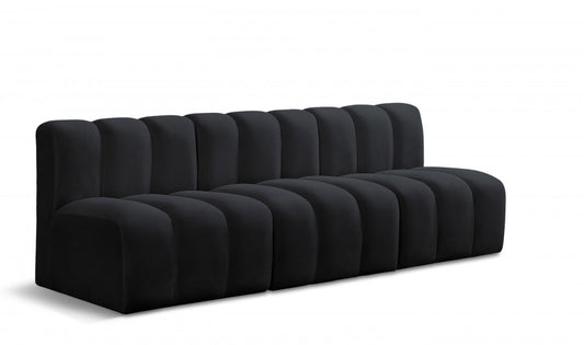 Arc 89.5" Velvet Upholstered 3pc. Modular Sectional - Black