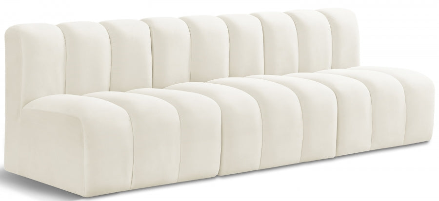 Arc 89.5" Velvet Upholstered 3pc. Modular Sectional - Cream