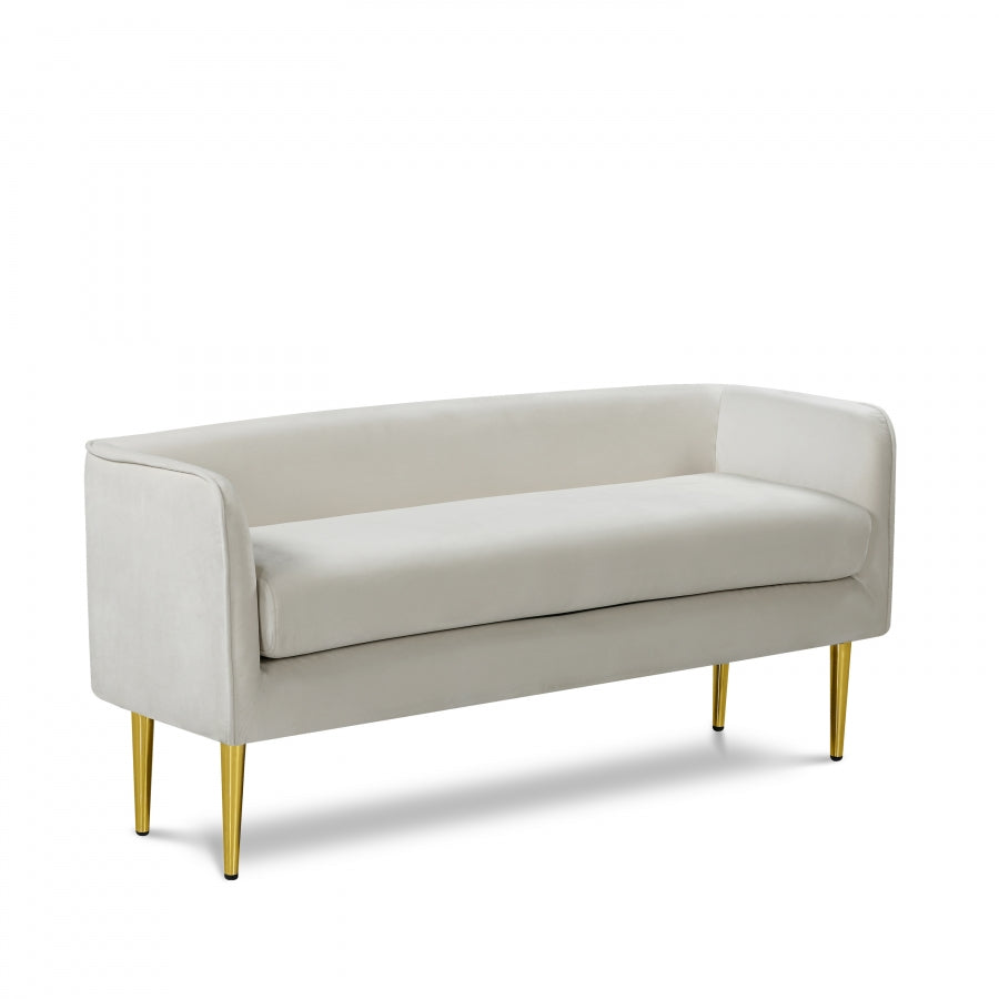 Audrey Velvet Upholstered Bench - Cream