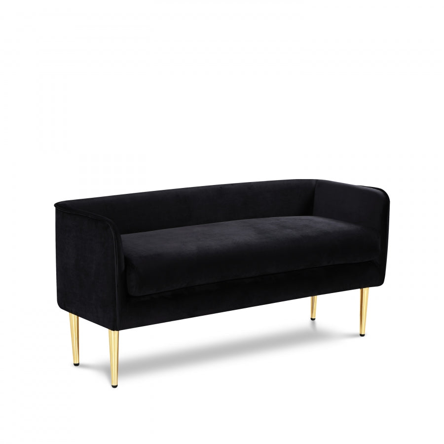 Audrey Velvet Upholstered Bench - Black