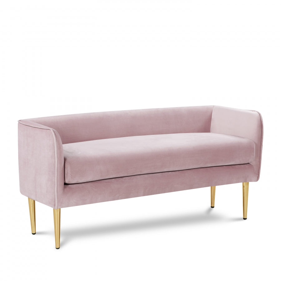 Audrey Velvet Upholstered Bench - Pink