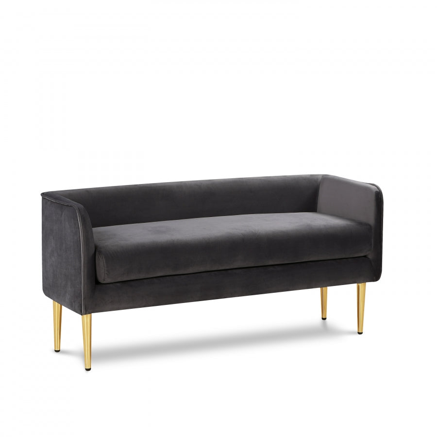Audrey Velvet Upholstered Bench - Grey