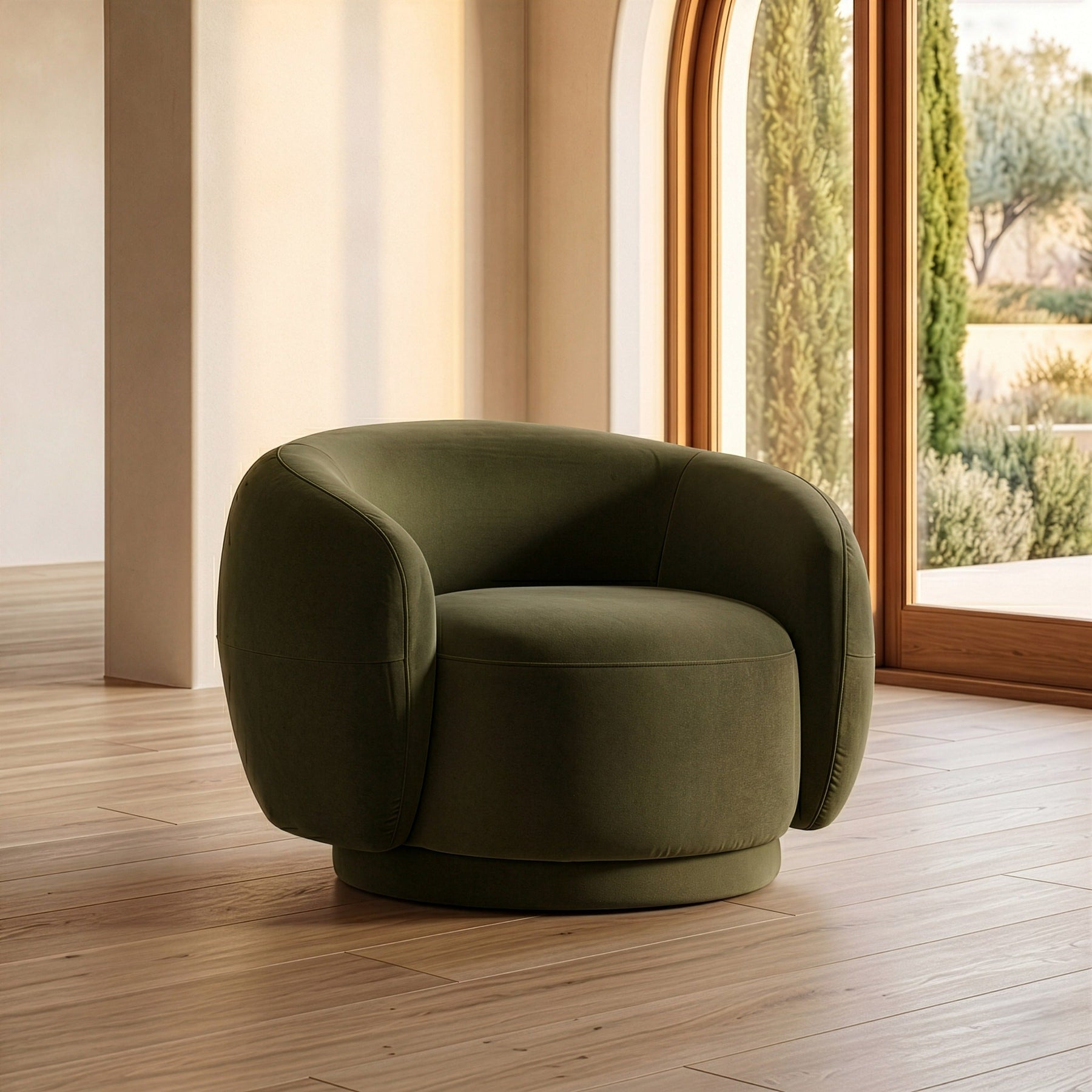 Andrew - Modern Green Fabric Swivel Accent Chair