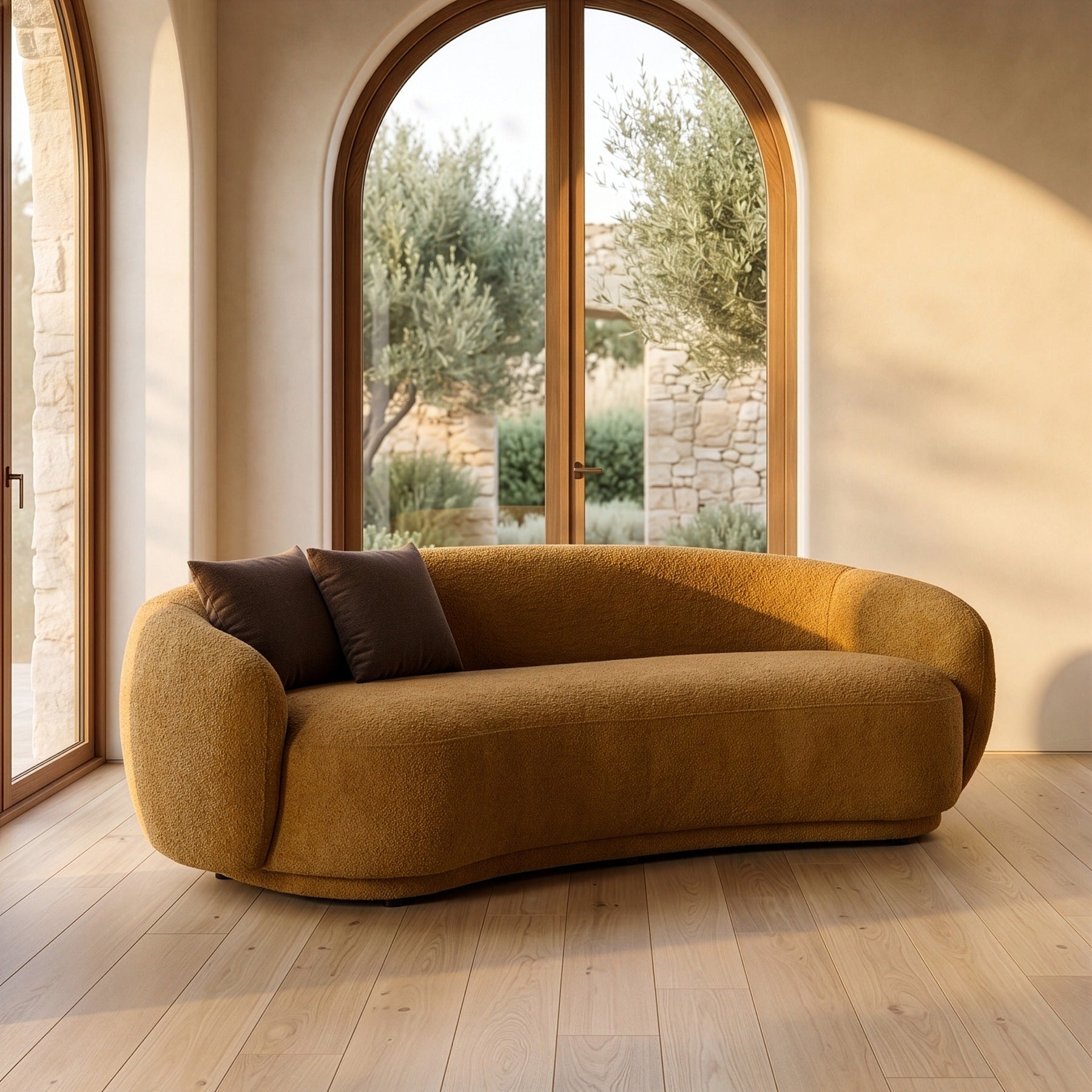 Andrew - Modern Orange Fabric Sofa