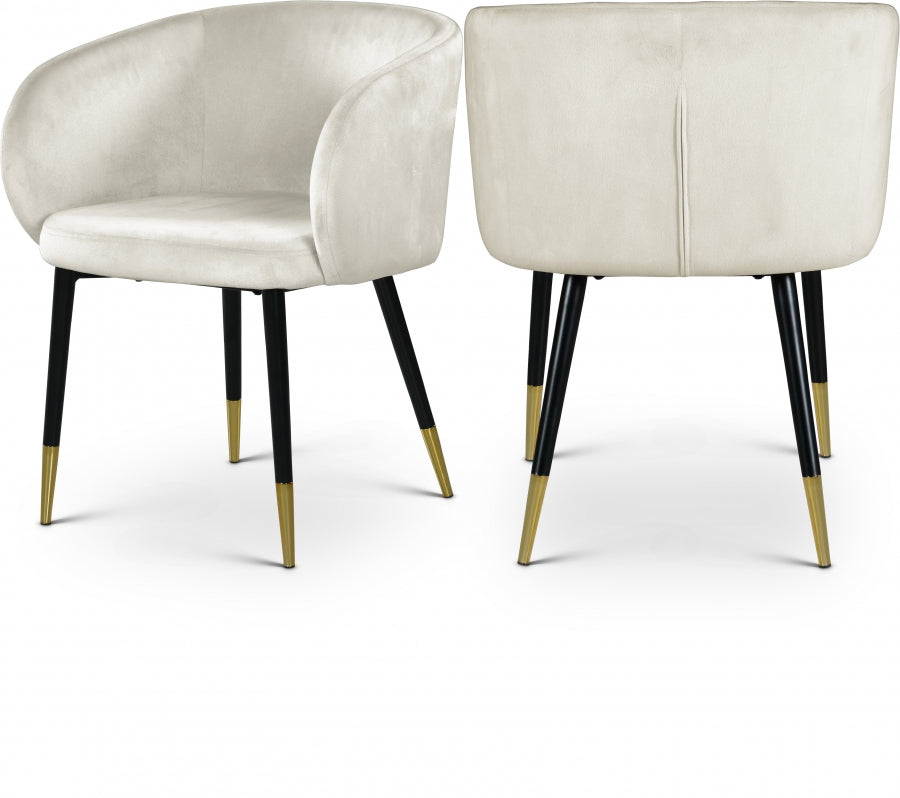 Louise Velvet Upholstered Dining Chair - Cream