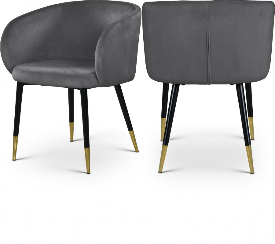 Louise Velvet Upholstered Dining Chair - Grey