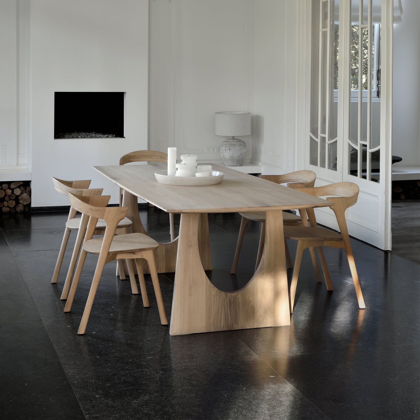 Oak Geometric Rectangular Dining Table