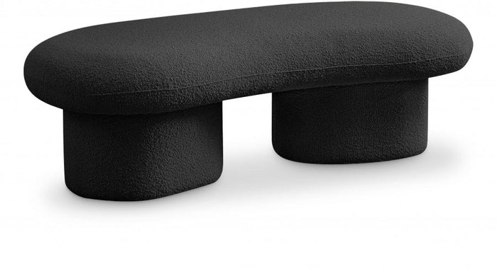 Luka Boucle Fabric Upholstered Bench - Black