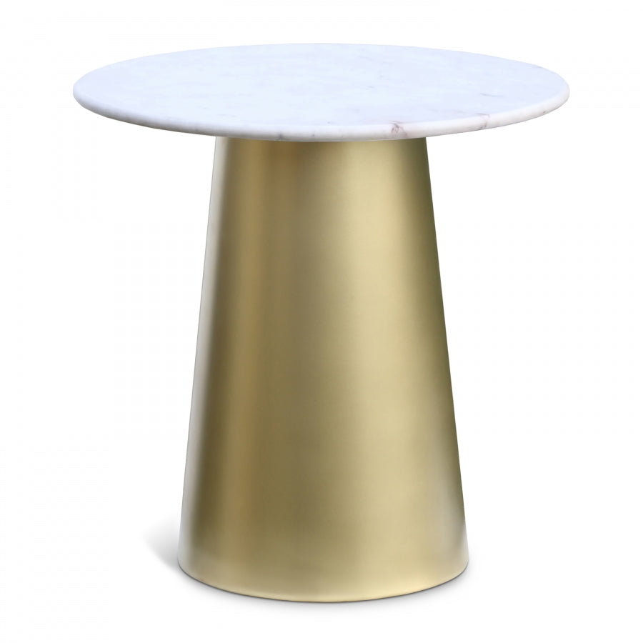 Sorrento Genuine Marble Top And Metal Base End / Side Table - Gold