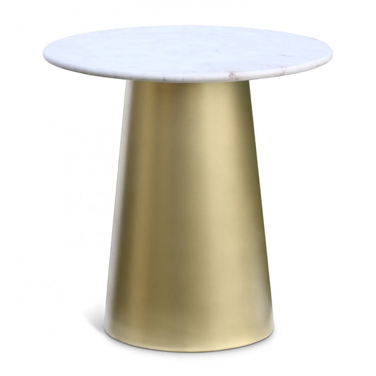 Sorrento Genuine Marble Top And Metal Base End / Side Table - Gold