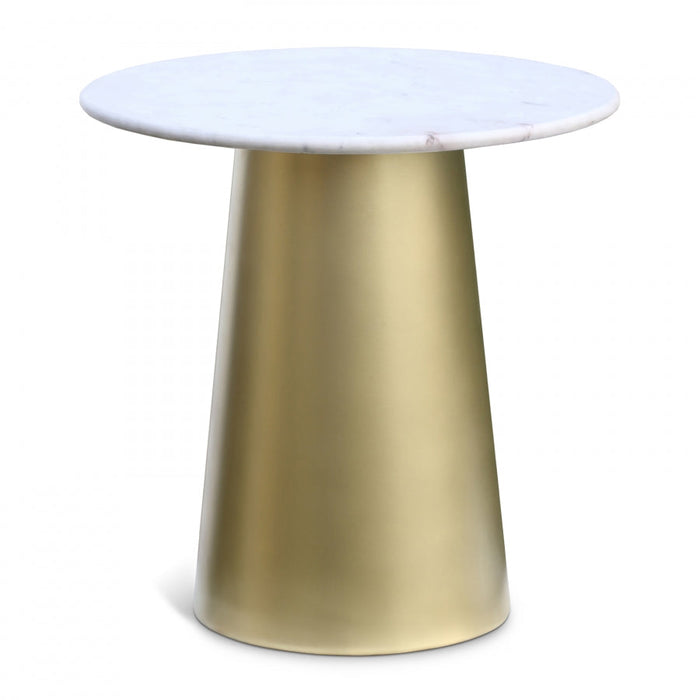 Sorrento Genuine Marble Top And Metal Base End / Side Table - Gold