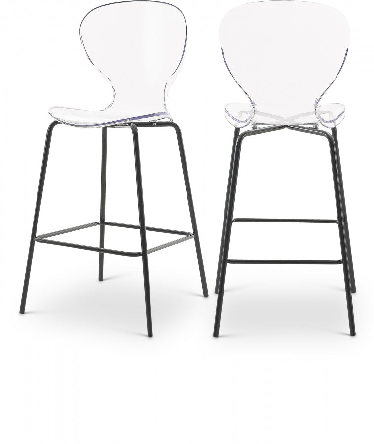 Clarion Lucite Seat And Metal Base Counter Stool - Black