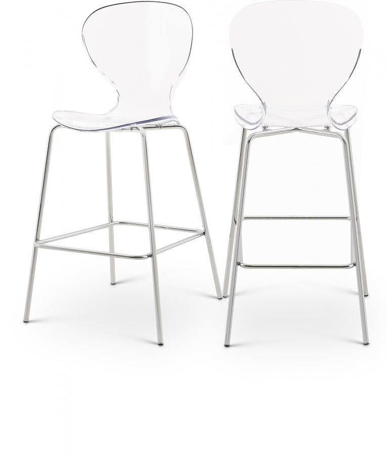 Clarion Lucite Seat And Metal Base Counter Stool - Chrome