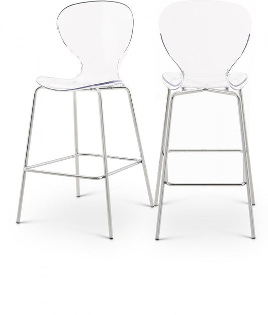Clarion Lucite Seat And Metal Base Counter Stool - Chrome