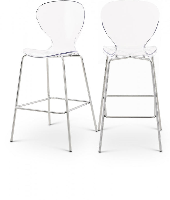 Clarion Lucite Seat And Metal Base Counter Stool - Chrome