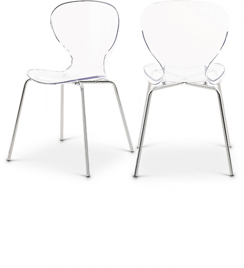 Clarion Lucite Seat And Metal Base Dining Chair - Chrome