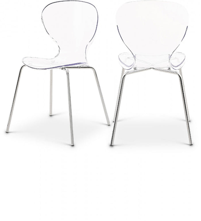 Clarion Lucite Seat And Metal Base Dining Chair - Chrome