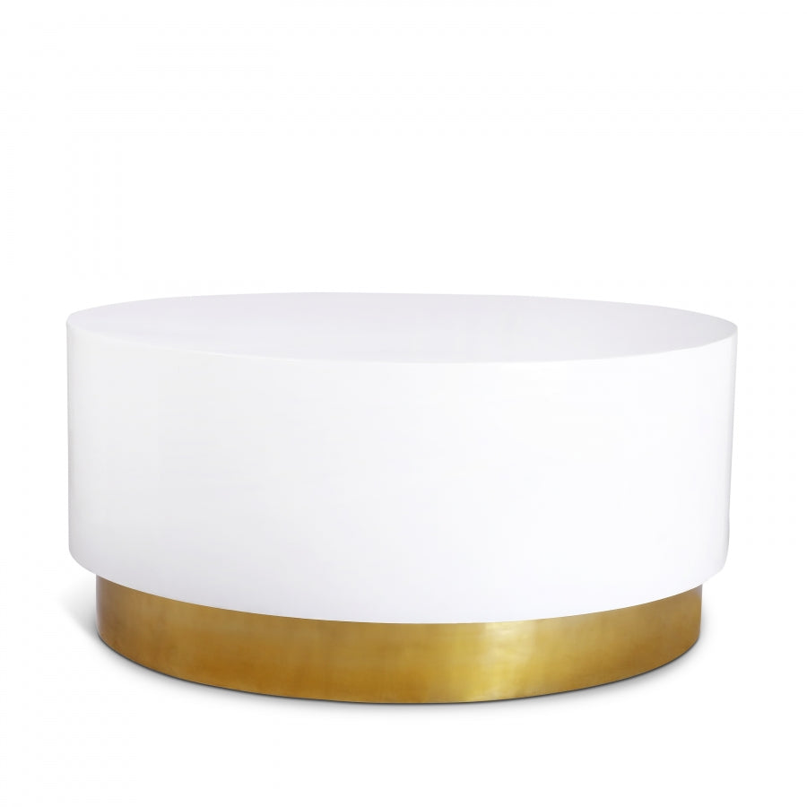 Deco Lacquer Top And Metal Base Coffee Table - White