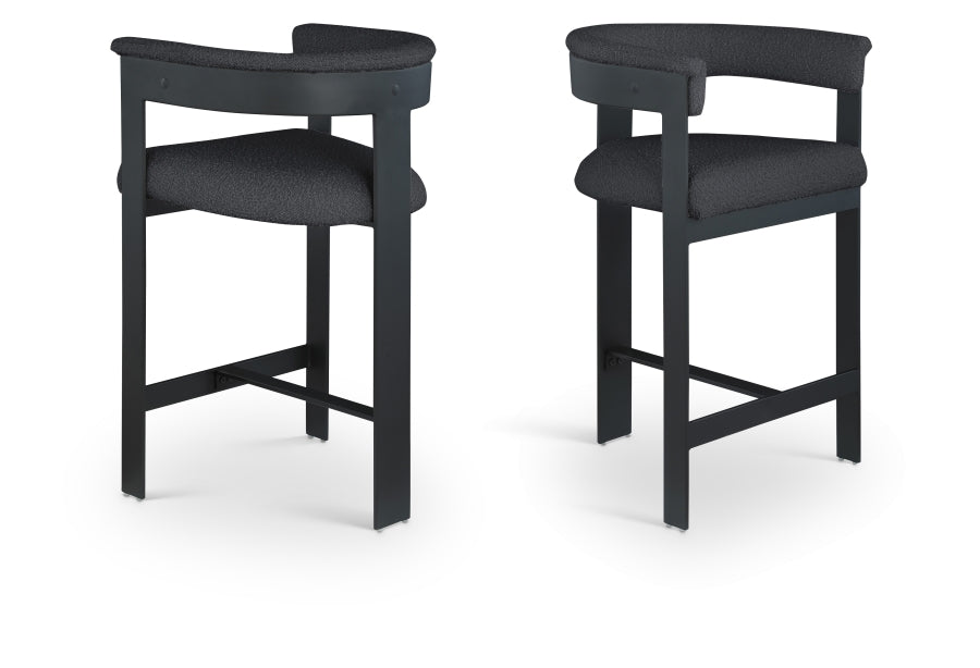 Romeo Boucle Fabric Upholstered Bar / Counter Stool - Black