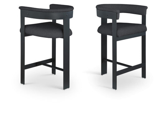 Romeo Boucle Fabric Upholstered Bar / Counter Stool - Black