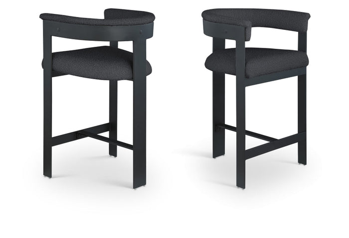 Romeo Boucle Fabric Upholstered Bar / Counter Stool - Black