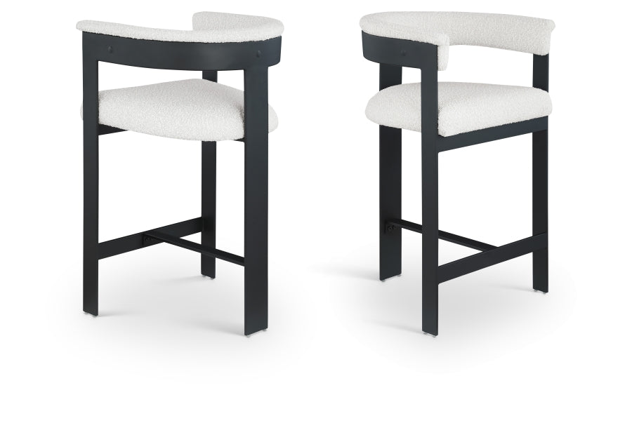 Romeo Boucle Fabric Upholstered Bar / Counter Stool - Cream