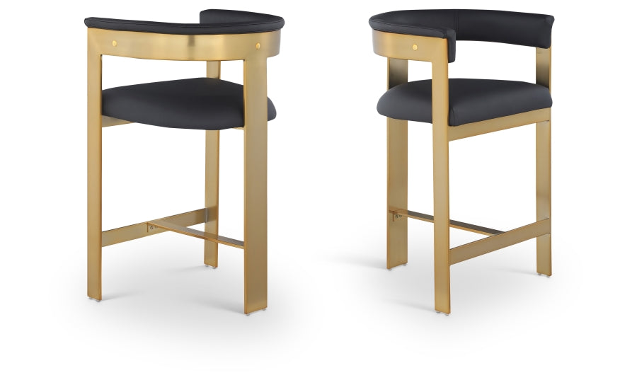 Romeo Vegan Leather Upholstered Bar / Counter Stools - Black