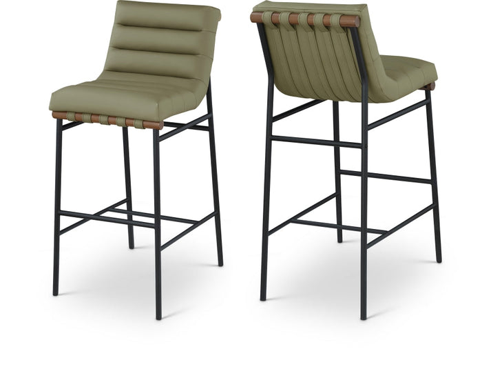 Burke Vegan Leather Upholstered Bar Stools - Green