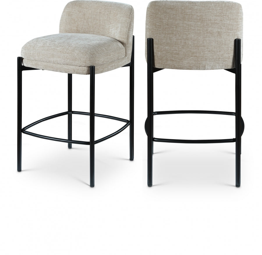Burton Chenille Fabric Upholstered Bar / Counter Stool - Beige