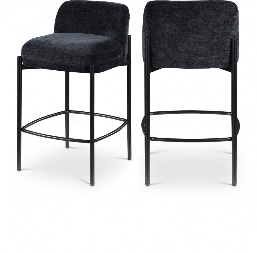 Burton Chenille Fabric Upholstered Bar / Counter Stool - Black
