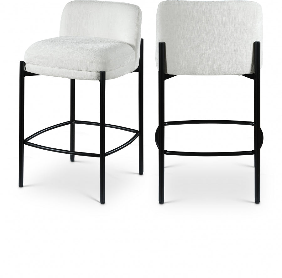 Burton Chenille Fabric Upholstered Bar / Counter Stool - Cream