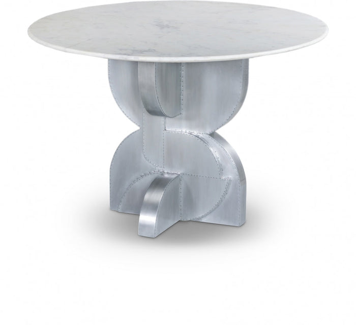 Alden 48" Genuine Marble Top And Aluminum Base Dining Table - White