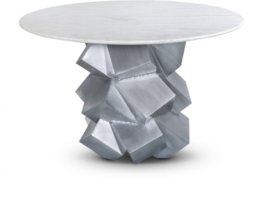 Walker 48" Genuine Marble Top And Aluminum Base Dining Table - White