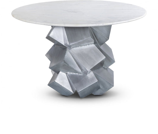 Walker 48" Genuine Marble Top And Aluminum Base Dining Table - White