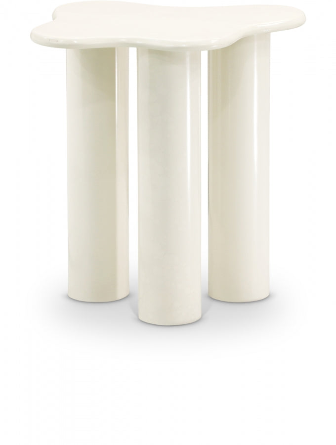 Romaine Iron End / Side Table - Cream