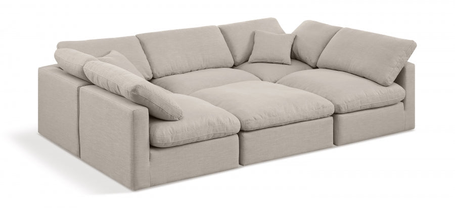 Indulge 105" Linen Textured Fabric Upholstered 6pc. Modular Sectional - Beige
