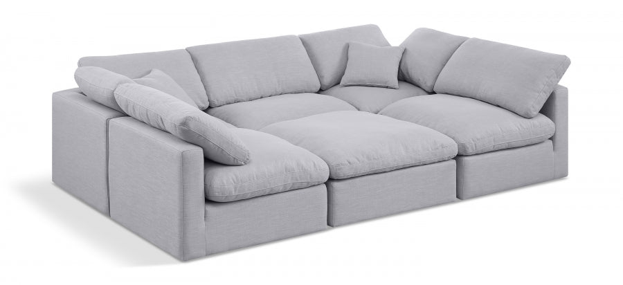 Indulge 105" Linen Textured Fabric Upholstered 6pc. Modular Sectional - Grey