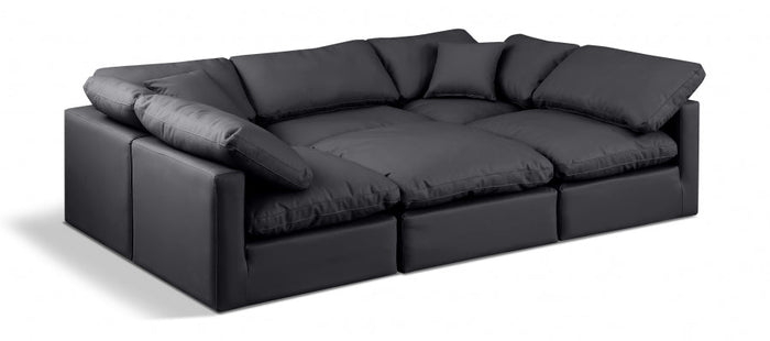 Indulge 105" Vegan Leather Upholstered 6pc. Modular Sectional - Black