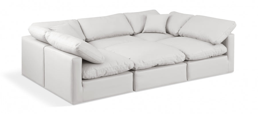 Indulge 105" Vegan Leather Upholstered 6pc. Modular Sectional - Cream