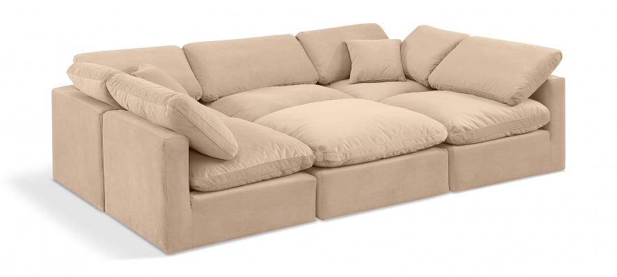 Indulge 105" Velvet Upholstered 6pc. Modular Sectional - Beige