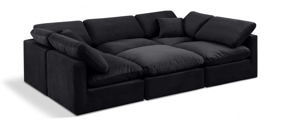 Indulge 105" Velvet Upholstered 6pc. Modular Sectional - Black
