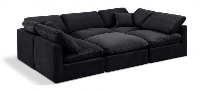 Indulge 105" Velvet Upholstered 6pc. Modular Sectional - Black