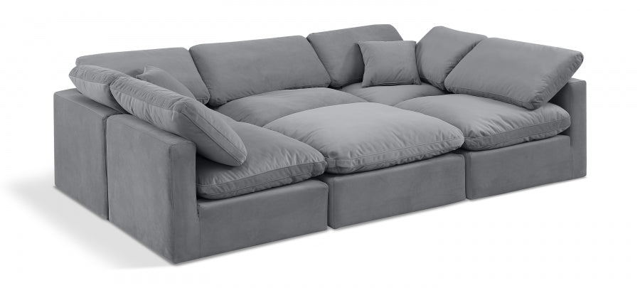 Indulge 105" Velvet Upholstered 6pc. Modular Sectional - Grey