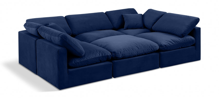 Indulge 105" Velvet Upholstered 6pc. Modular Sectional - Blue