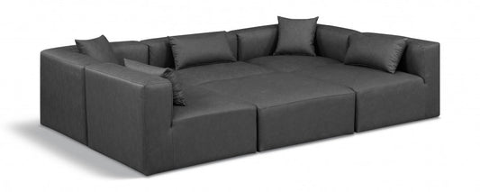 Cube 108" Vegan Leather Upholstered 6pc. Modular Sectional - Grey