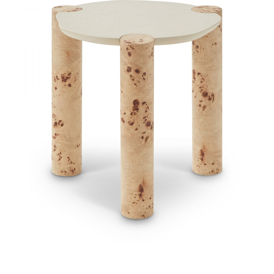 Thor Resin Top And Burl Veneer Base End / Side Table - Natural