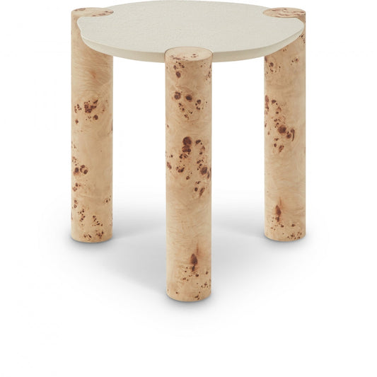 Thor Resin Top And Burl Veneer Base End / Side Table - Natural