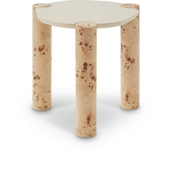 Thor Resin Top And Burl Veneer Base End / Side Table - Natural