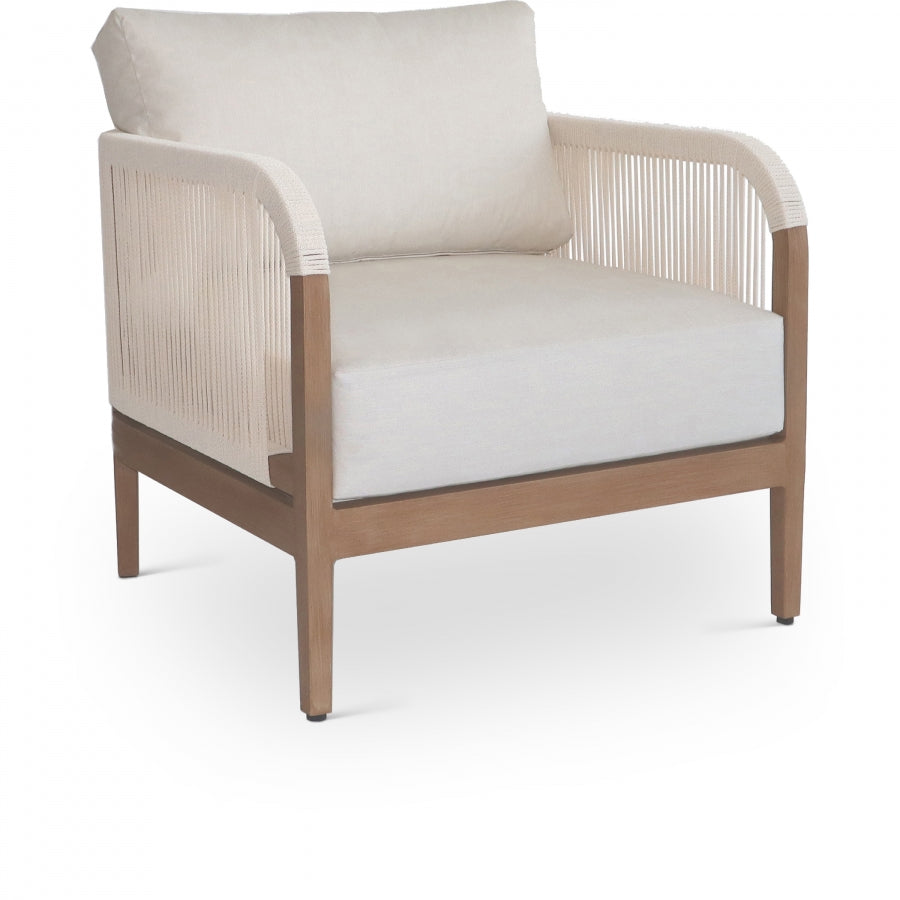 Maui Water Resistant Fabric Upholstered Outdoor Patio Chair - Cream