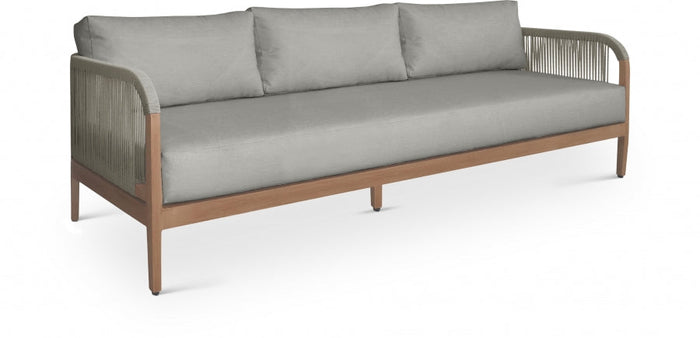 Maui 88" Water Resistant Fabric Upholstered Outdoor Patio Sofa - Grey